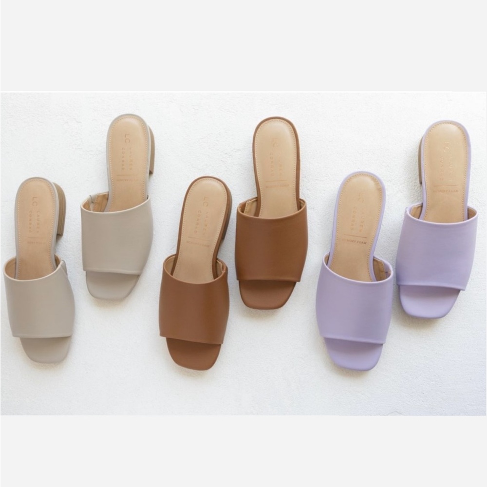 🆕New LC Lauren Conrad Ilana Women's 1-Band Stacked Heel Slide Sandals-Taupe - Picture 8 of 8